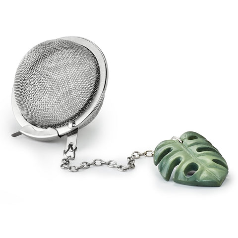 Teaball with Monstera Plant Leaf Charm