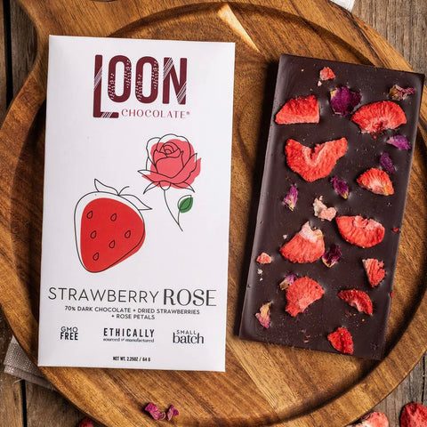 Loon Strawberry Rose Chocolate Bar