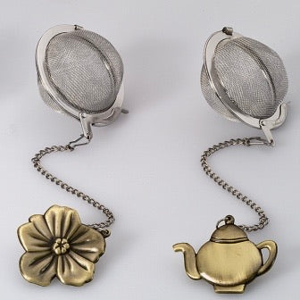 Teaball with Bronzed Charm - Flower + Teapot